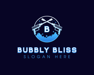 Pressure Wash Bubble Cleaning logo design