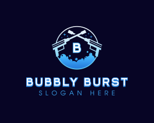 Pressure Wash Bubble Cleaning logo design