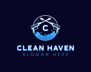 Pressure Wash Bubble Cleaning logo design