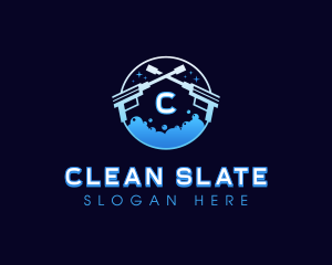 Pressure Wash Bubble Cleaning logo design