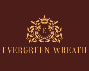 Crown Wreath Royal Shield logo design