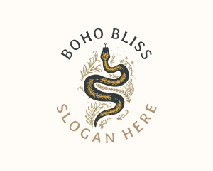 Snake Floral Boho logo design