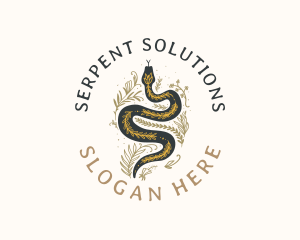 Snake Floral Boho logo design