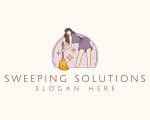 Sweeping Housemaid Cleaner logo design