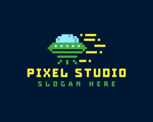 Pixel Spacecraft Gaming logo design