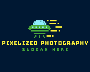 Pixel Spacecraft Gaming logo design