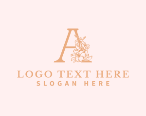 Organic Flower Florist Letter A logo