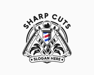 Barber Pole Razor logo design