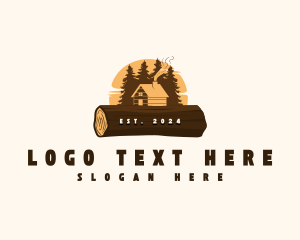 Wood Log Cabin Logo