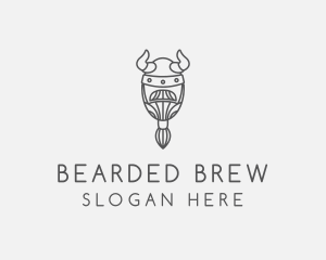 Ponytailed Beard Viking logo design