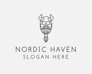 Ponytailed Beard Viking logo design