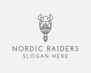 Ponytailed Beard Viking logo design