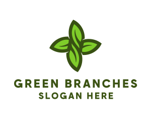 Green Leaves Cross logo design