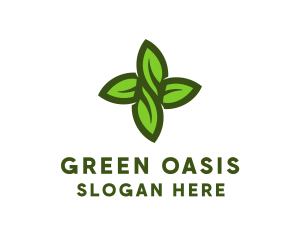 Green Leaves Cross logo design