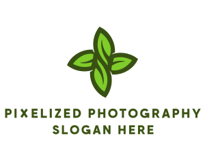 Green Leaves Cross logo design