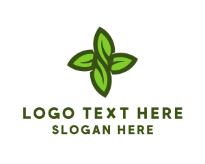 Green - Green Leaves Cross logo design