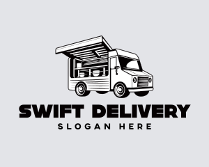 Vintage Food Delivery Truck logo design