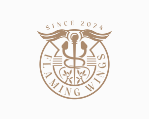 Clinic Healthcare Caduceus logo design