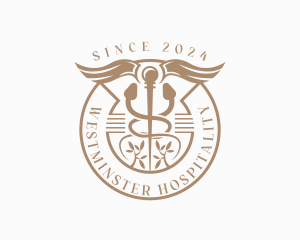 Clinic Healthcare Caduceus logo design