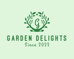 Plant Wreath Landscaping Gardening logo design