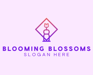 Vase Blooming Flower logo design