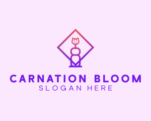 Vase Blooming Flower logo design