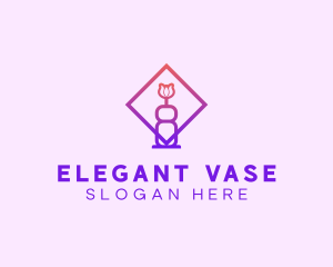 Vase Blooming Flower logo design