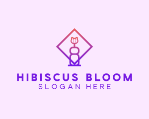 Vase Blooming Flower logo design