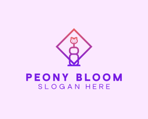 Vase Blooming Flower logo design