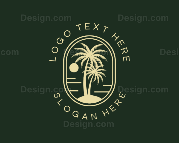 Tropical Beach Palm Tree Logo