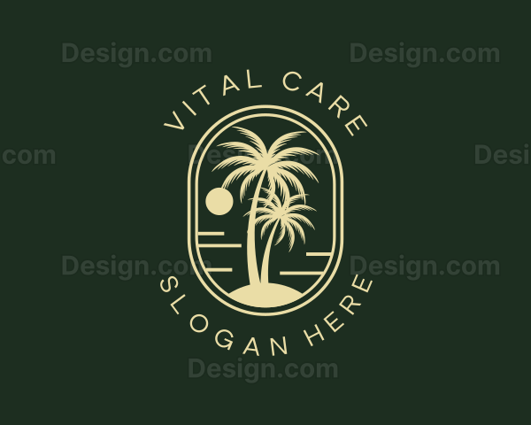 Tropical Beach Palm Tree Logo