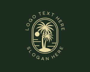 Tropical Beach Palm Tree Logo