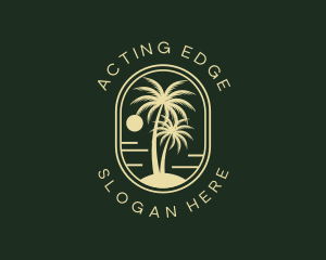 Tropical Beach Palm Tree logo design