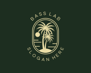 Tropical Beach Palm Tree logo design