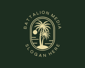 Tropical Beach Palm Tree logo design