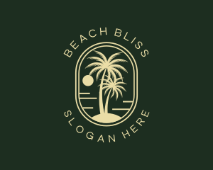 Tropical Beach Palm Tree logo design