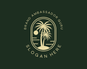 Tropical Beach Palm Tree logo design