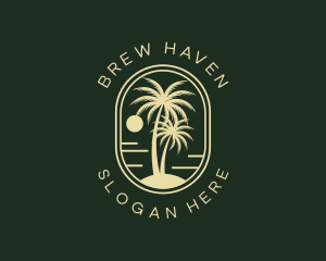 Tropical Beach Palm Tree logo design