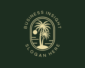 Tropical Beach Palm Tree logo design