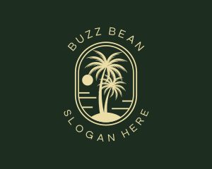 Tropical Beach Palm Tree logo design