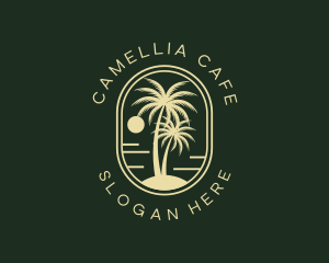 Tropical Beach Palm Tree logo design