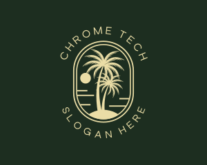 Tropical Beach Palm Tree logo design