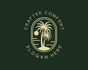 Tropical Beach Palm Tree logo design