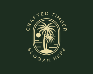 Tropical Beach Palm Tree logo design