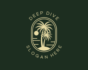 Tropical Beach Palm Tree logo design