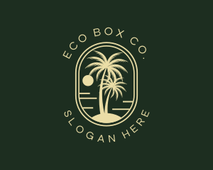 Tropical Beach Palm Tree logo design