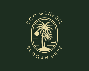 Tropical Beach Palm Tree logo design