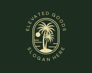 Tropical Beach Palm Tree logo design