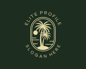 Tropical Beach Palm Tree logo design