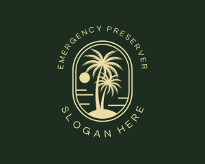 Tropical Beach Palm Tree logo design